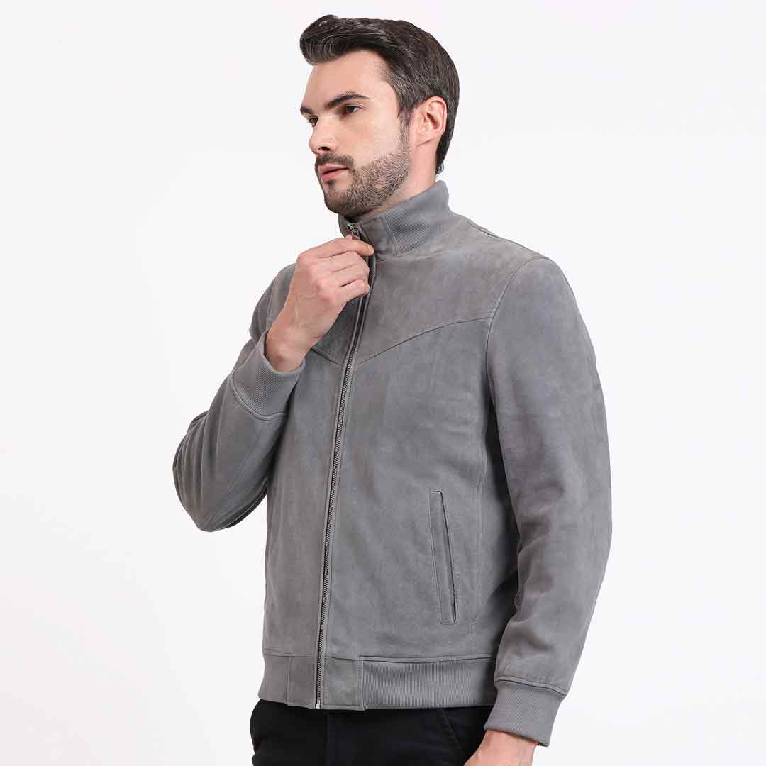 Saint Parc Grey Leather Men's Jackets - Image 5