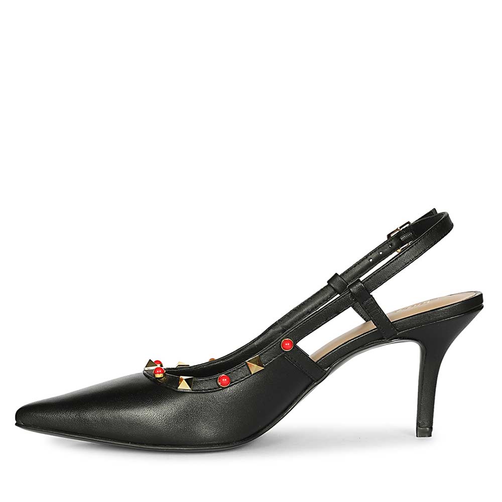 Saint Petra Studded Black Leather Pumps - Image 4