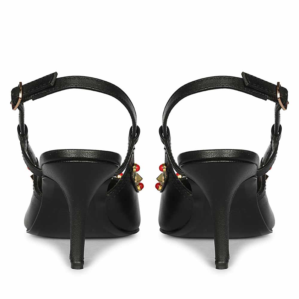 Saint Petra Studded Black Leather Pumps - Image 6