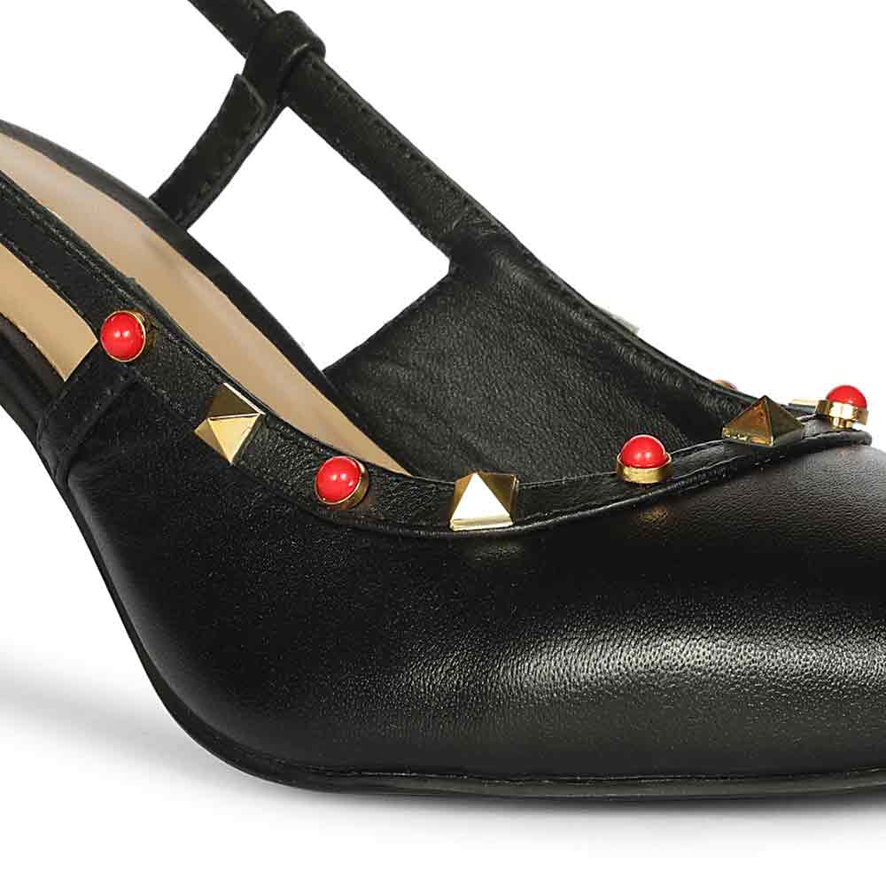 Saint Petra Studded Black Leather Pumps - Image 8