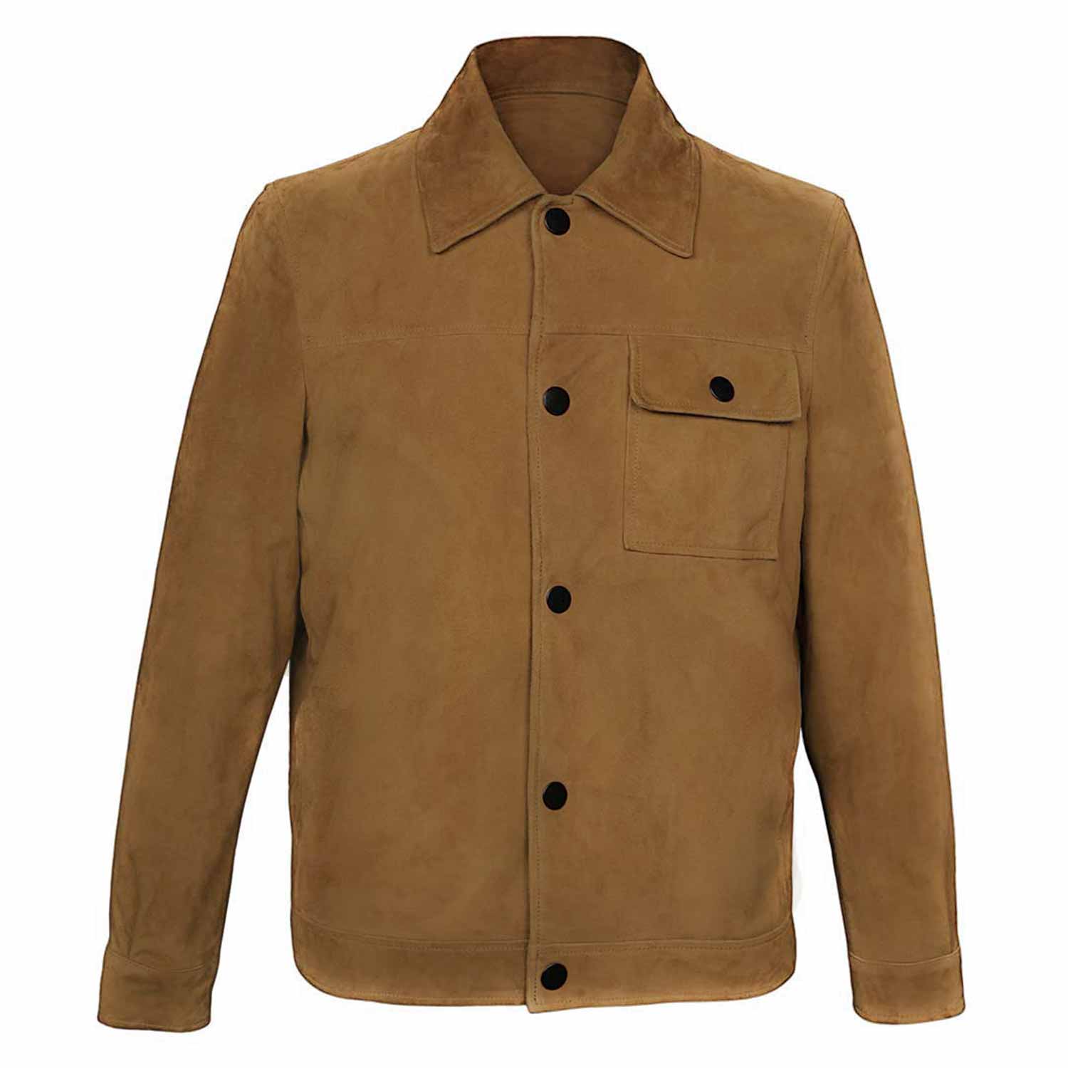 Saint Piero Sand Suede Leather Men's Jacket With Collars - Image 2
