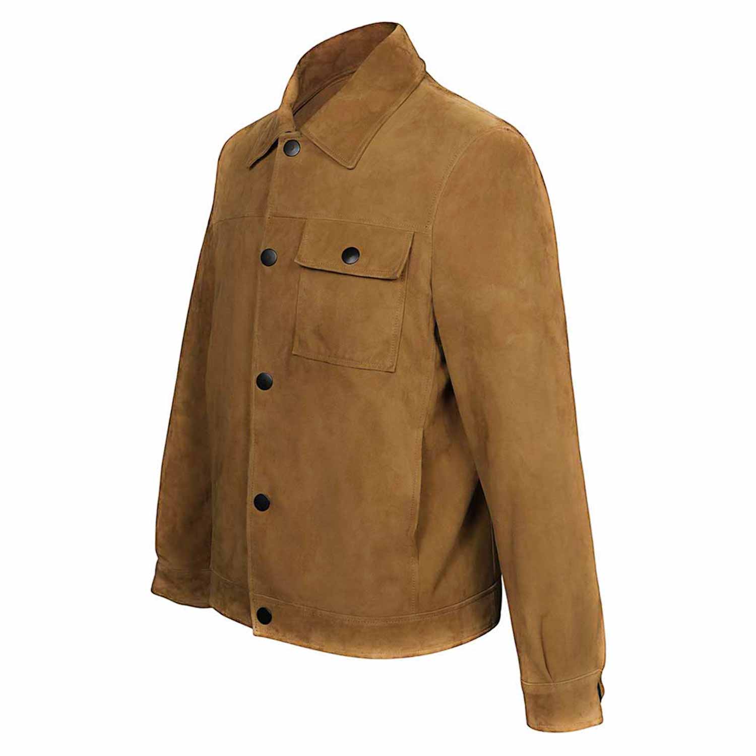 Saint Piero Sand Suede Leather Men's Jacket With Collars - Image 3