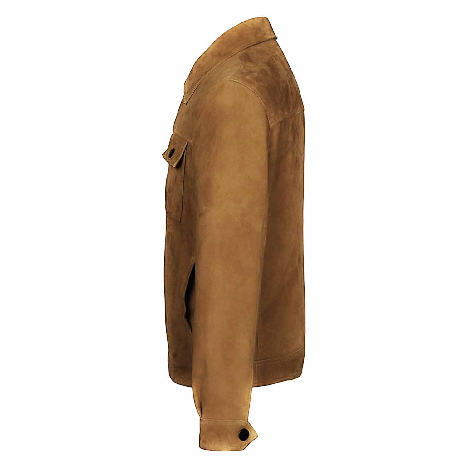 Saint Piero Sand Suede Leather Men's Jacket With Collars - Image 4