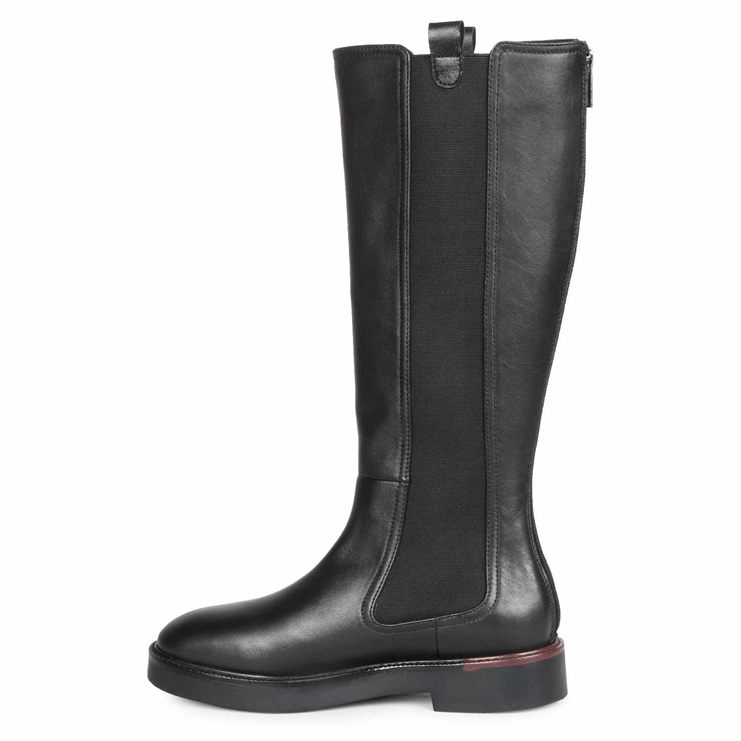 Saint Pietro Black Leather Elasticated Back Zipper Long Boots - Image 4