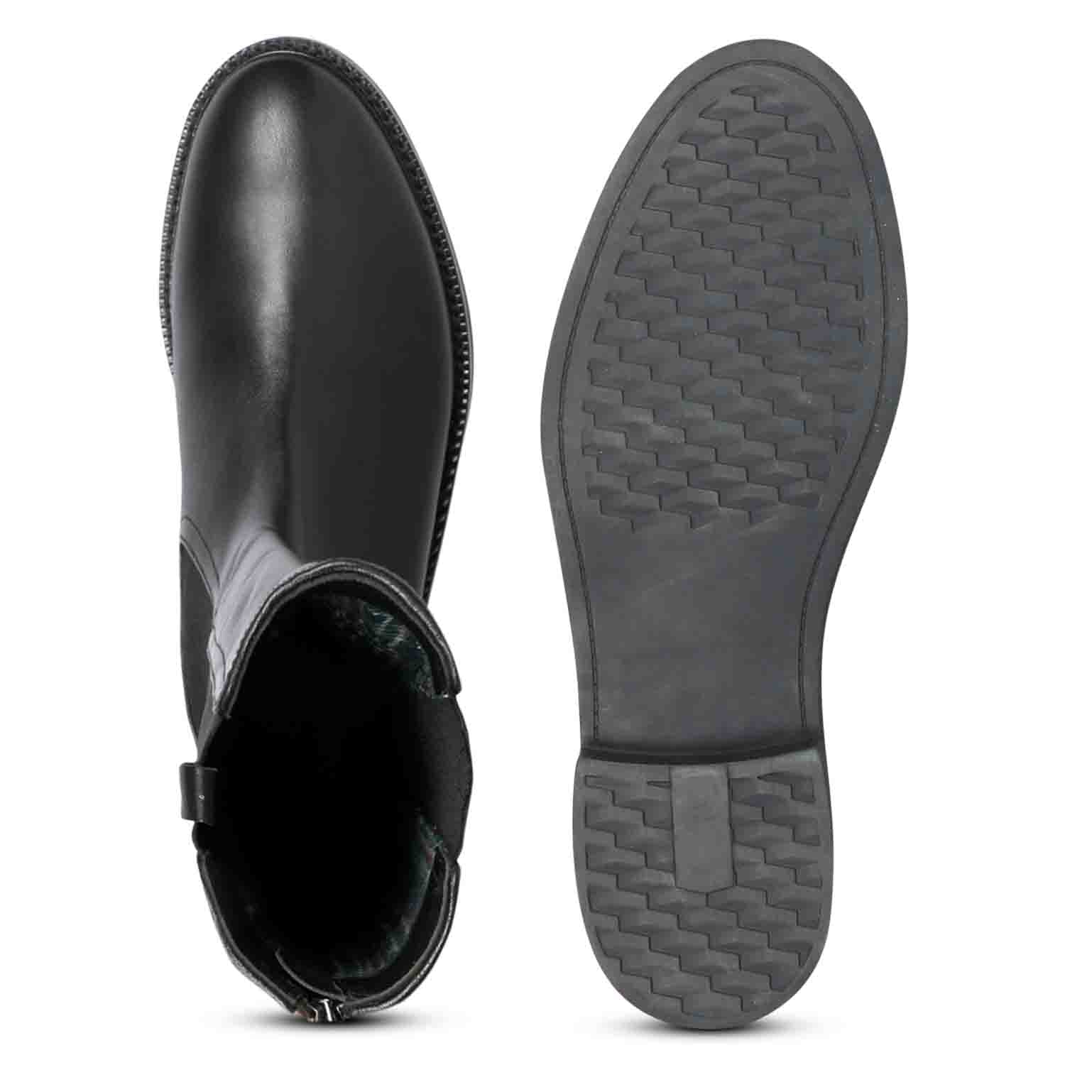 Saint Pietro Black Leather Elasticated Back Zipper Long Boots - Image 7