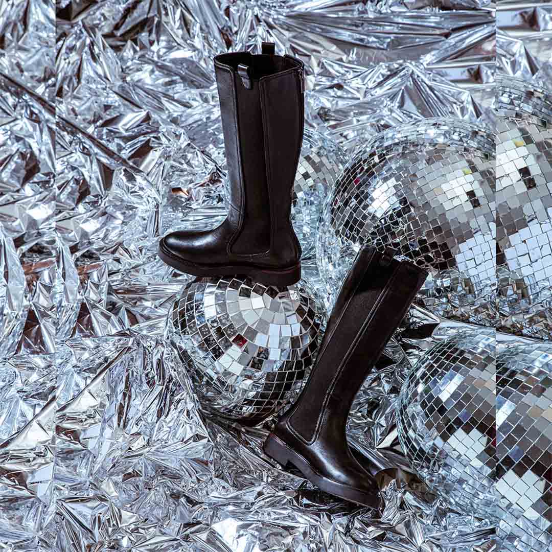 Saint Pietro Black Leather Elasticated Back Zipper Long Boots - Image 8
