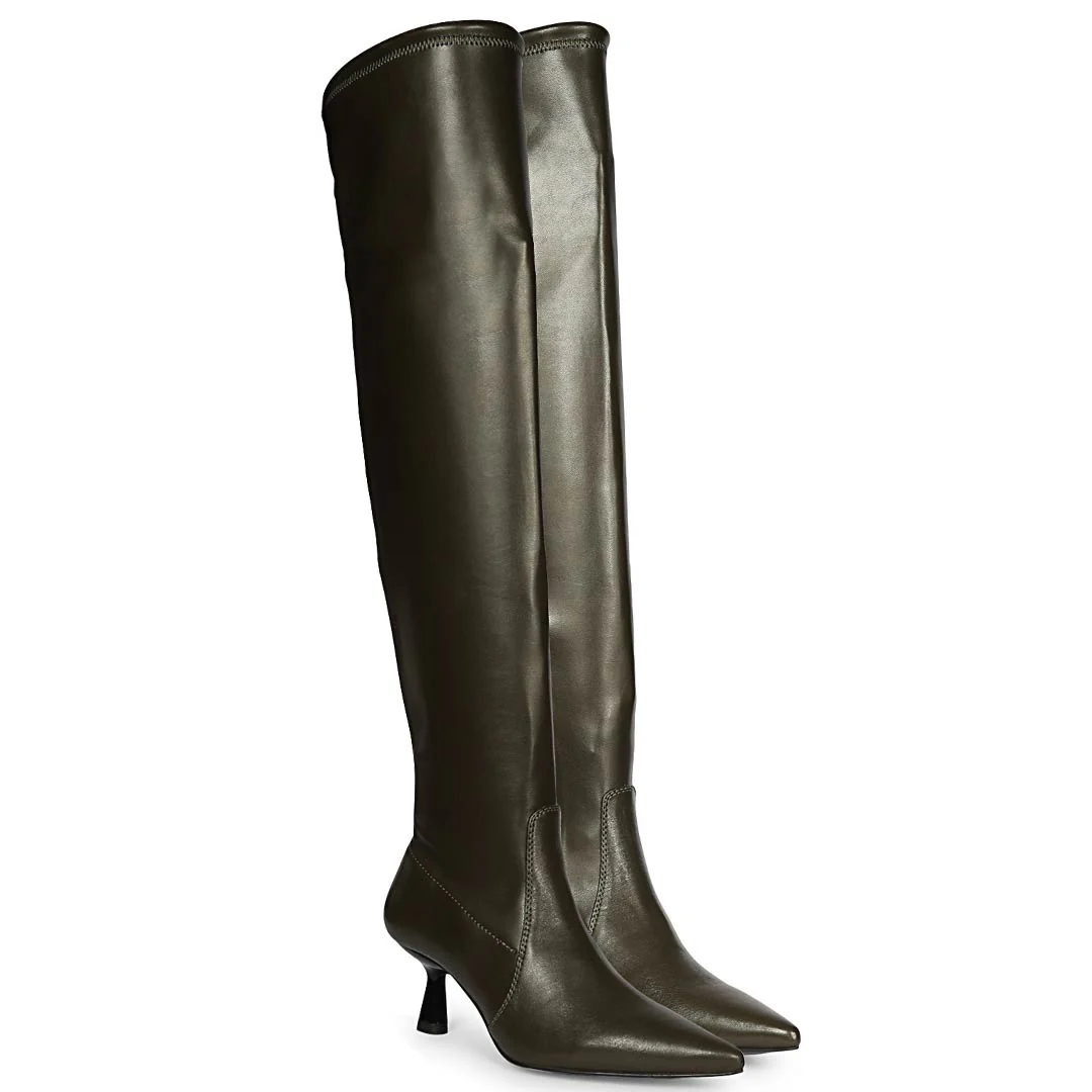 Saint Primrose Olive Stretch Napa Above The Knee Boots - Image 3