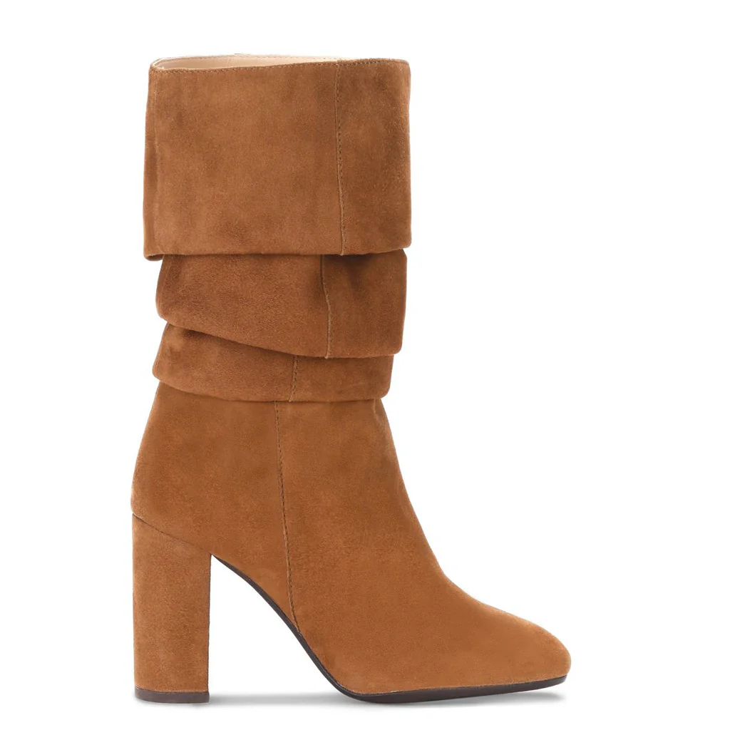 Saint Priscilla Tan Suede Leather Knee High Slouch Boots - Image 3