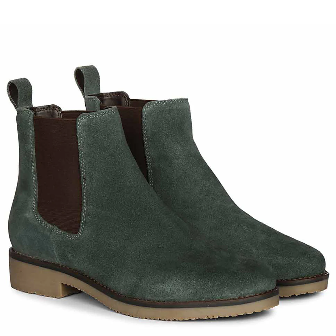 Priscilla Teal Suede Ankle Boots - Image 3