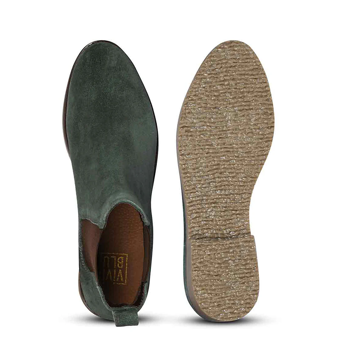 Priscilla Teal Suede Ankle Boots - Image 7