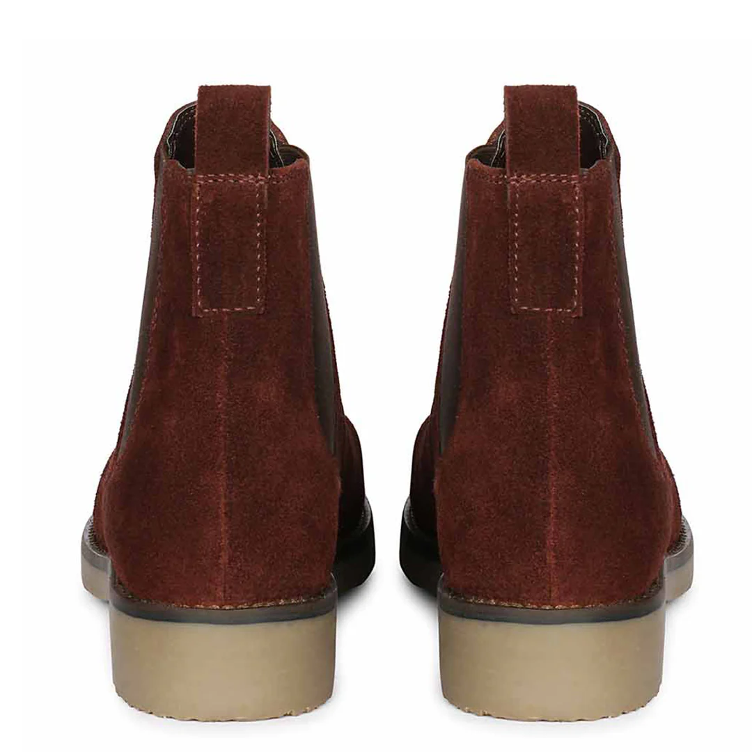 Priscilla Wine Suede Ankle Boots - Image 5
