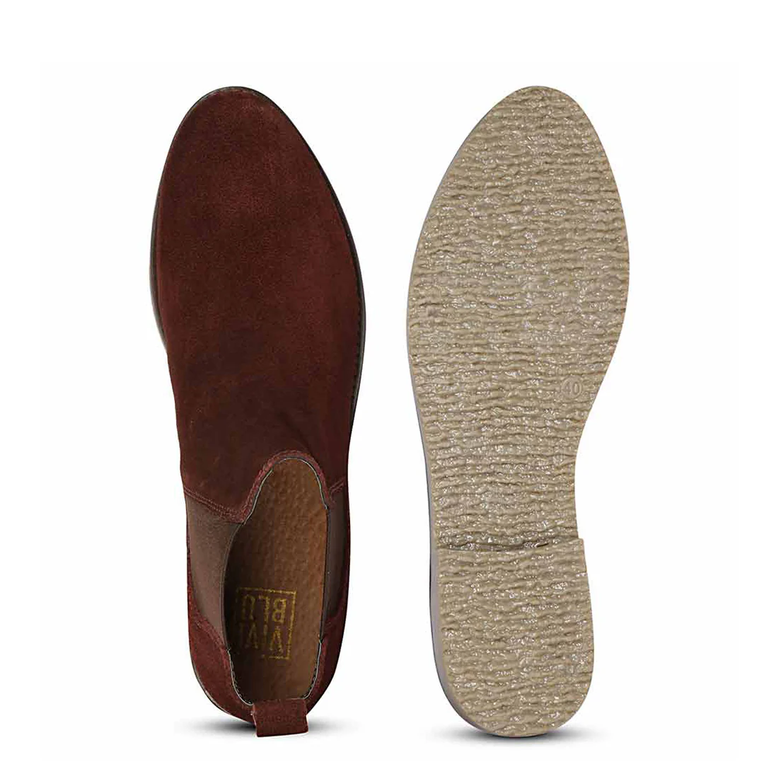 Priscilla Wine Suede Ankle Boots - Image 6