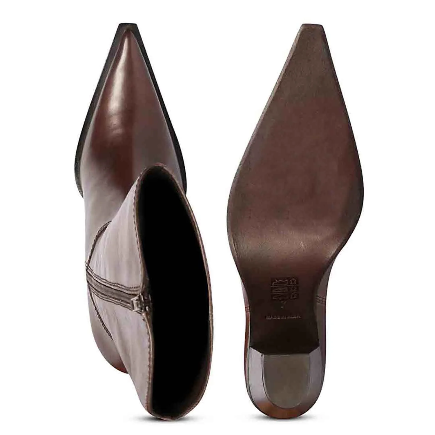 Saint Prune Brown Leather High shaft Cowboy Boots - Image 7