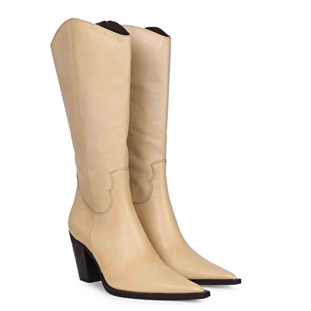 Saint Prune Natural Leather High shaft Cowboy Boots - Image 3