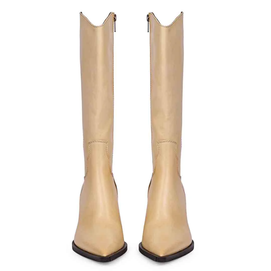 Saint Prune Natural Leather High shaft Cowboy Boots - Image 4
