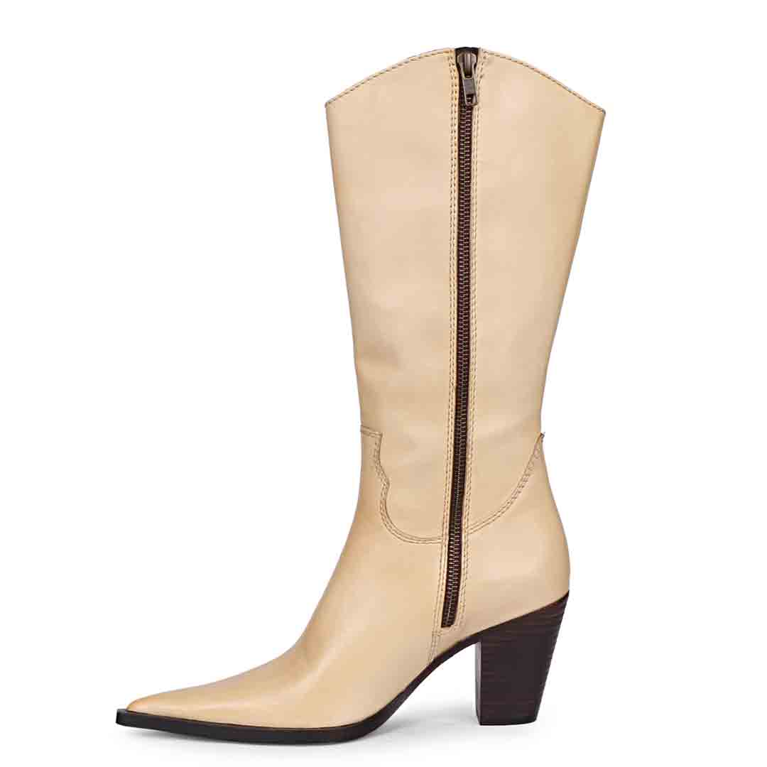Saint Prune Natural Leather High shaft Cowboy Boots - Image 5