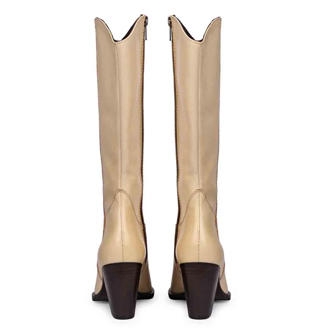 Saint Prune Natural Leather High shaft Cowboy Boots - Image 6