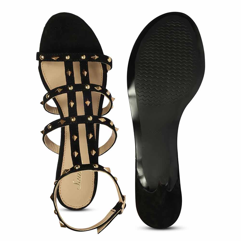 Saint Quenel Black Leather Studded Stilettos - Image 6
