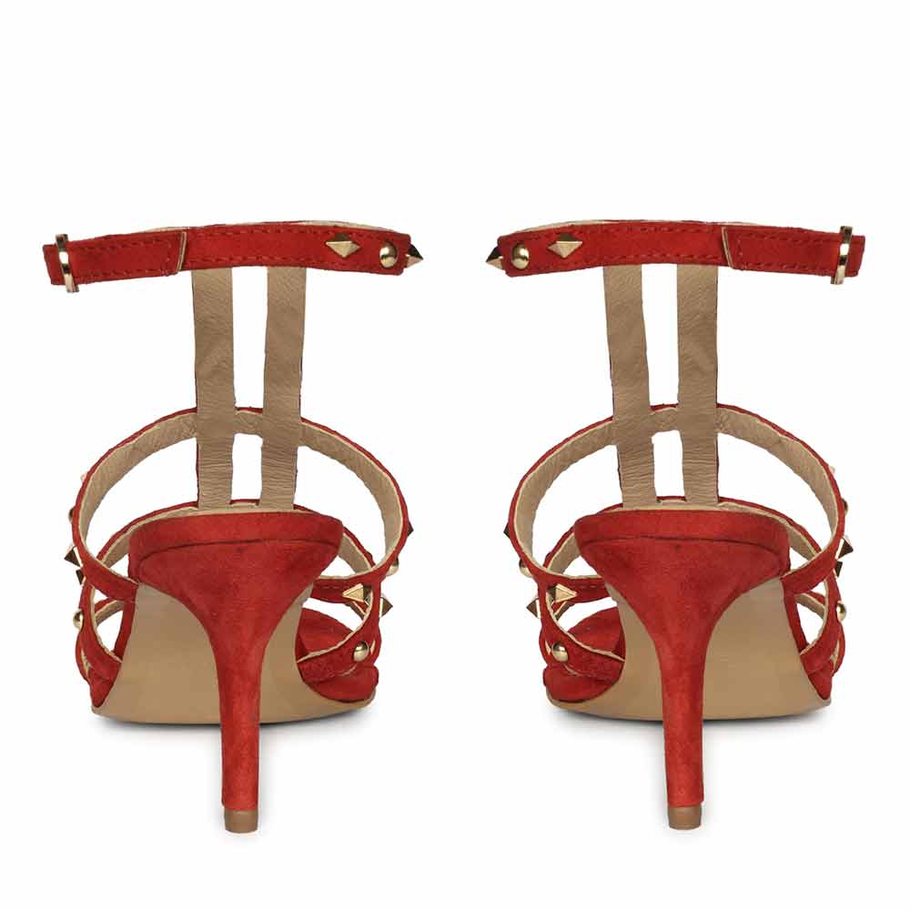Saint Quenel Red Leather Studded Stilettos - Image 5