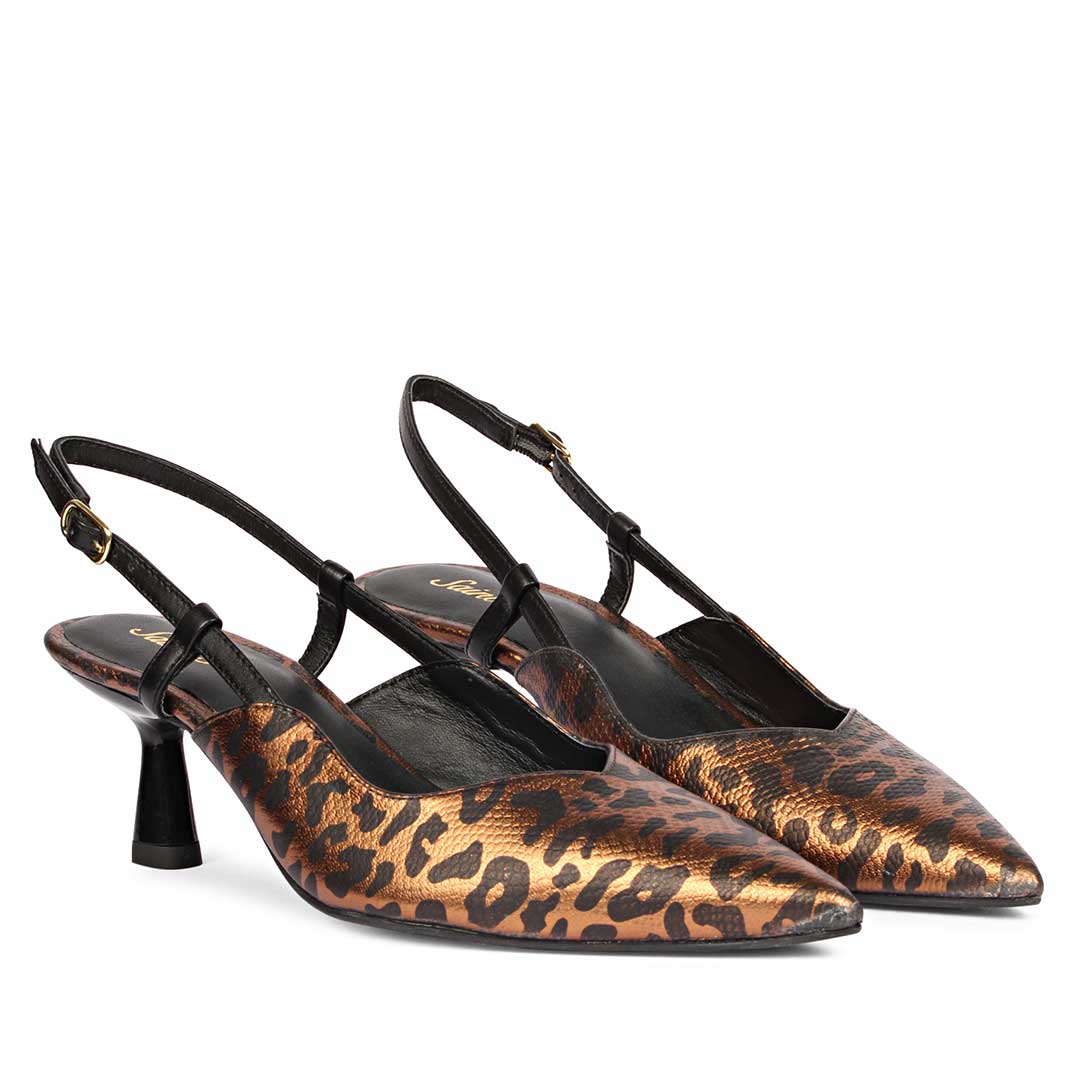 Saint Quinn Metallic Leopard Print Leather Pumps - Image 3