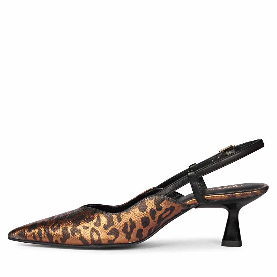 Saint Quinn Metallic Leopard Print Leather Pumps - Image 4