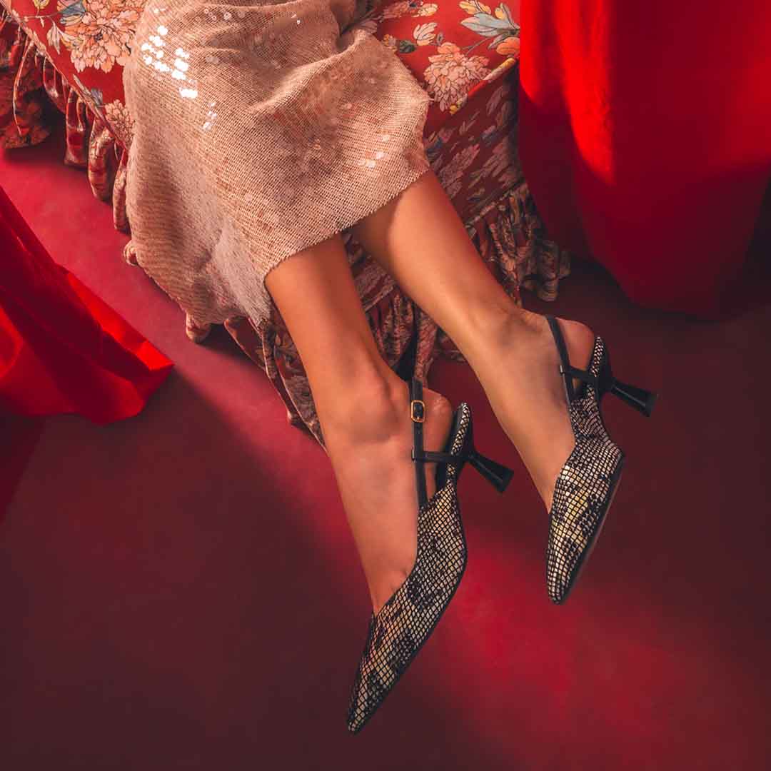 Saint Quinn Choco Black Snake Print Leather Pumps - Image 2