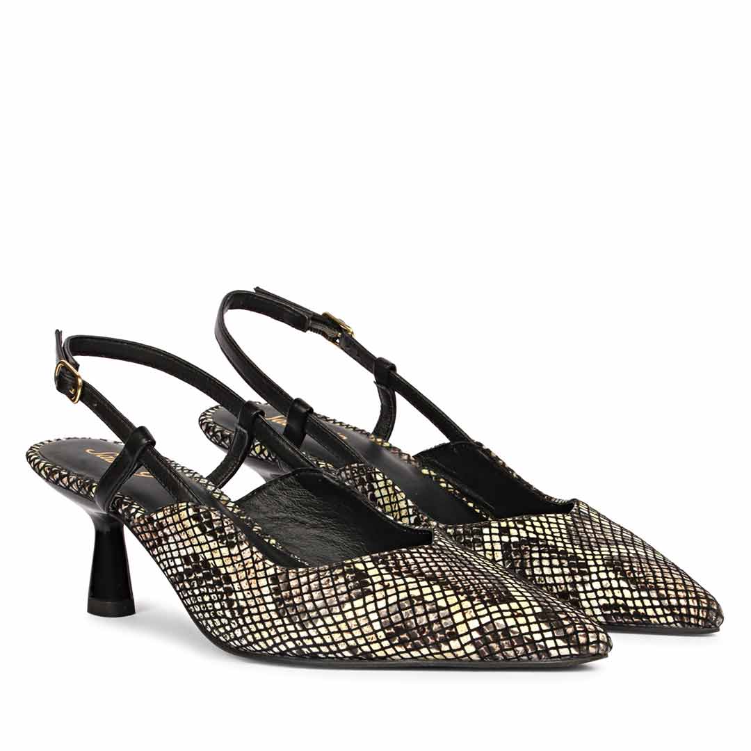 Saint Quinn Choco Black Snake Print Leather Pumps - Image 3