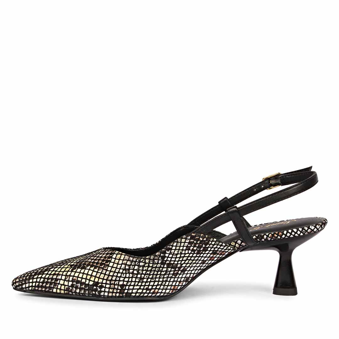 Saint Quinn Choco Black Snake Print Leather Pumps - Image 4