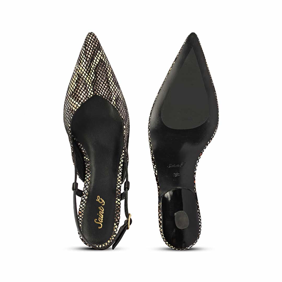 Saint Quinn Choco Black Snake Print Leather Pumps - Image 7