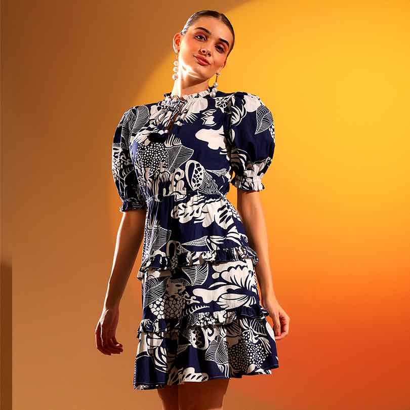 Saint Quinn Womens Blue Cotton Short Dress - Image 2