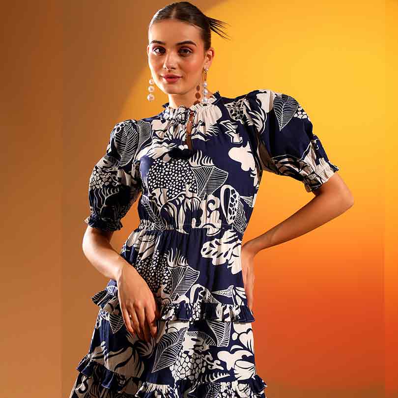 Saint Quinn Womens Blue Cotton Short Dress - Image 4