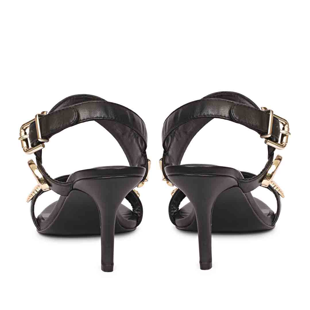 Saint Ravena Seashell & Star Embellished Black Leather Stilettos - Image 6