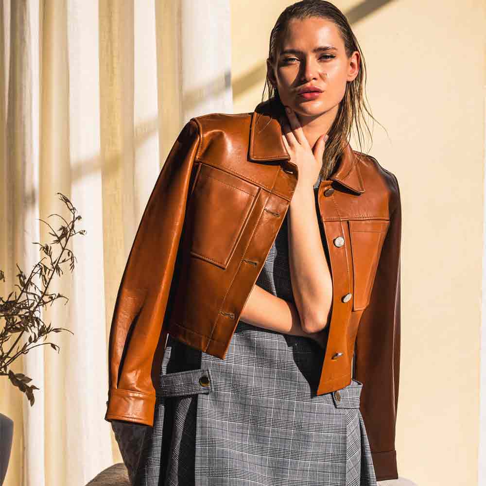 Saint Ray Cuoio Leather Women Collar Jackets - Image 2