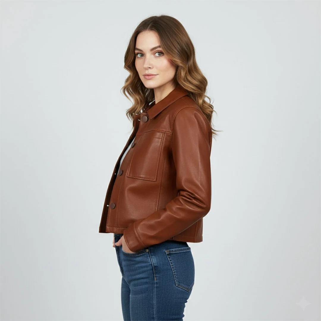 Saint Ray Cuoio Leather Women Collar Jackets - Image 3