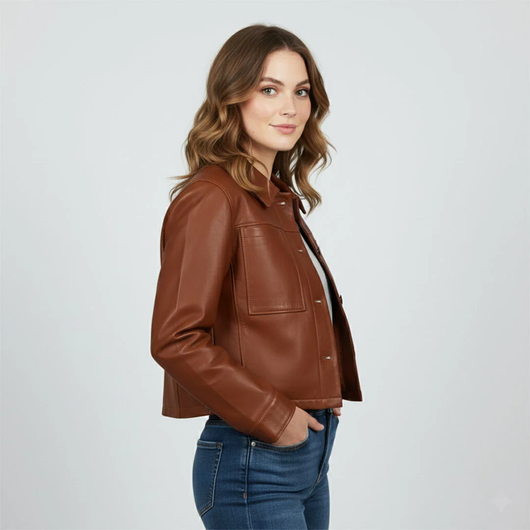 Saint Ray Cuoio Leather Women Collar Jackets - Image 4
