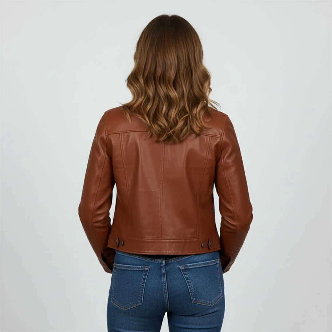 Saint Ray Cuoio Leather Women Collar Jackets - Image 5