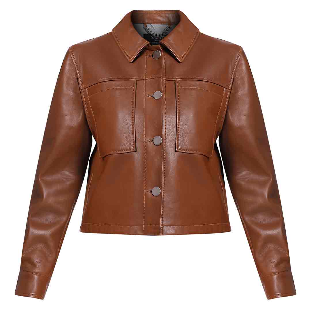 Saint Ray Cuoio Leather Women Collar Jackets - Image 6