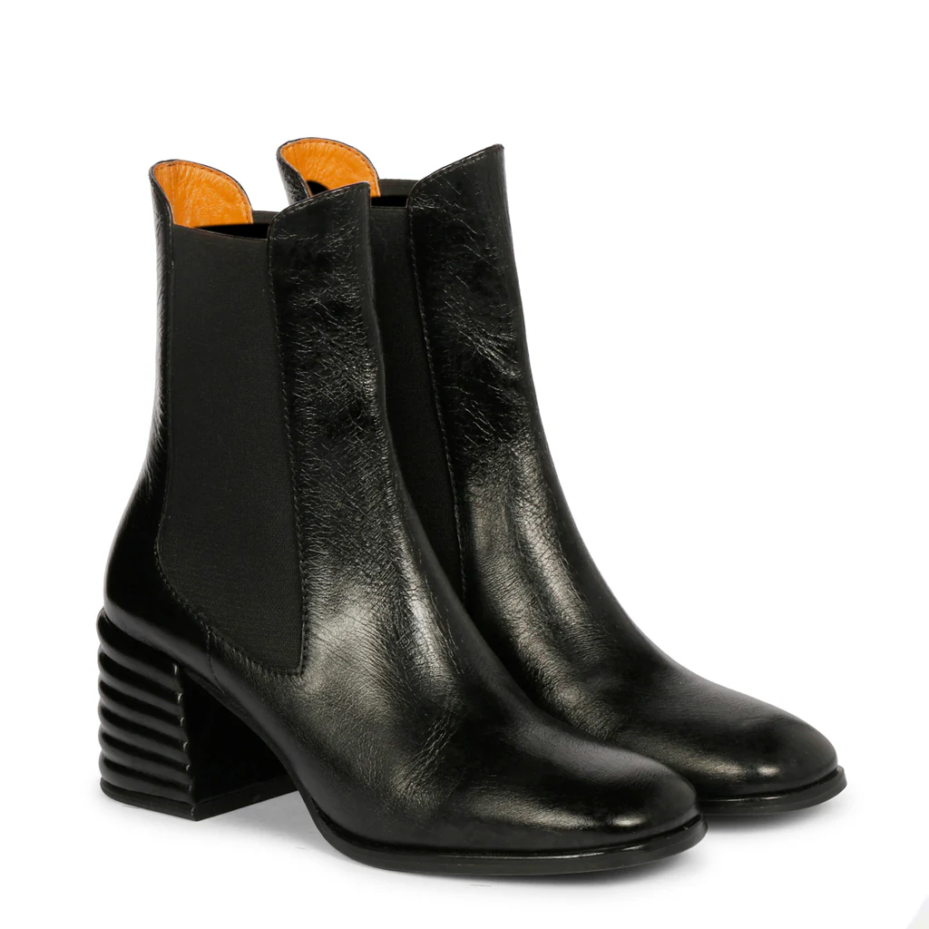 Saint Reagan Black Distressed Leather High Ankle Boots - Image 3