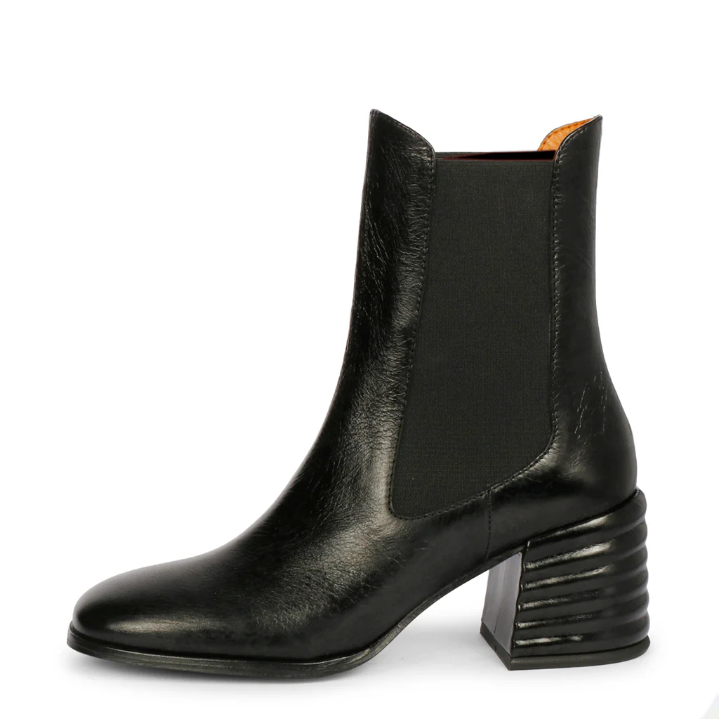 Saint Reagan Black Distressed Leather High Ankle Boots - Image 4