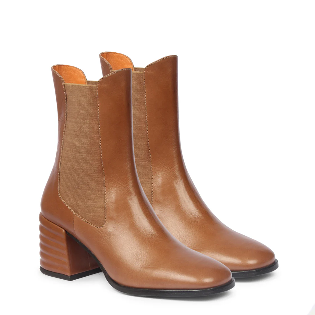 Saint Reagan Taupe Distressed Leather  High Ankle Boots - Image 3