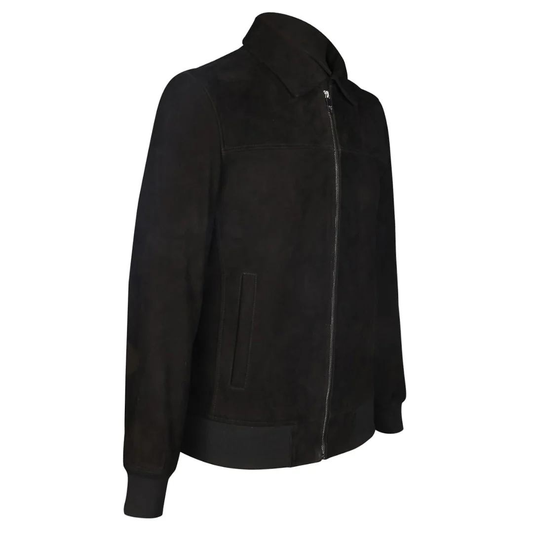 Saint Reggie Black Suede Leather Men's Bomber Jacket - Image 3