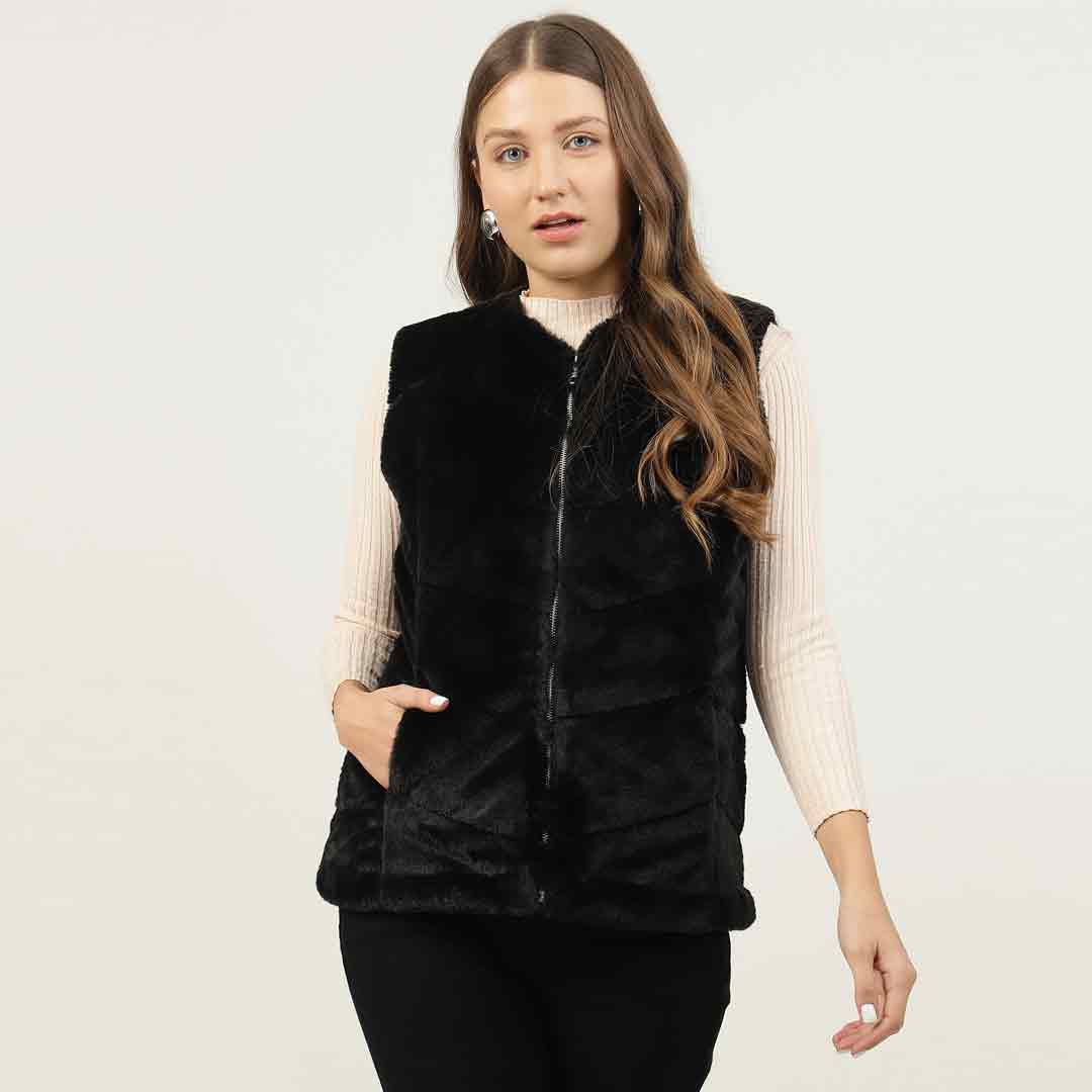 Saint Renata Black Fur Leather Women Jackets