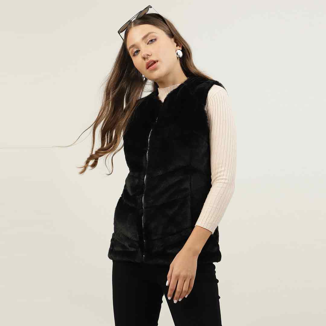 Saint Renata Black Fur Leather Women Jackets - Image 3