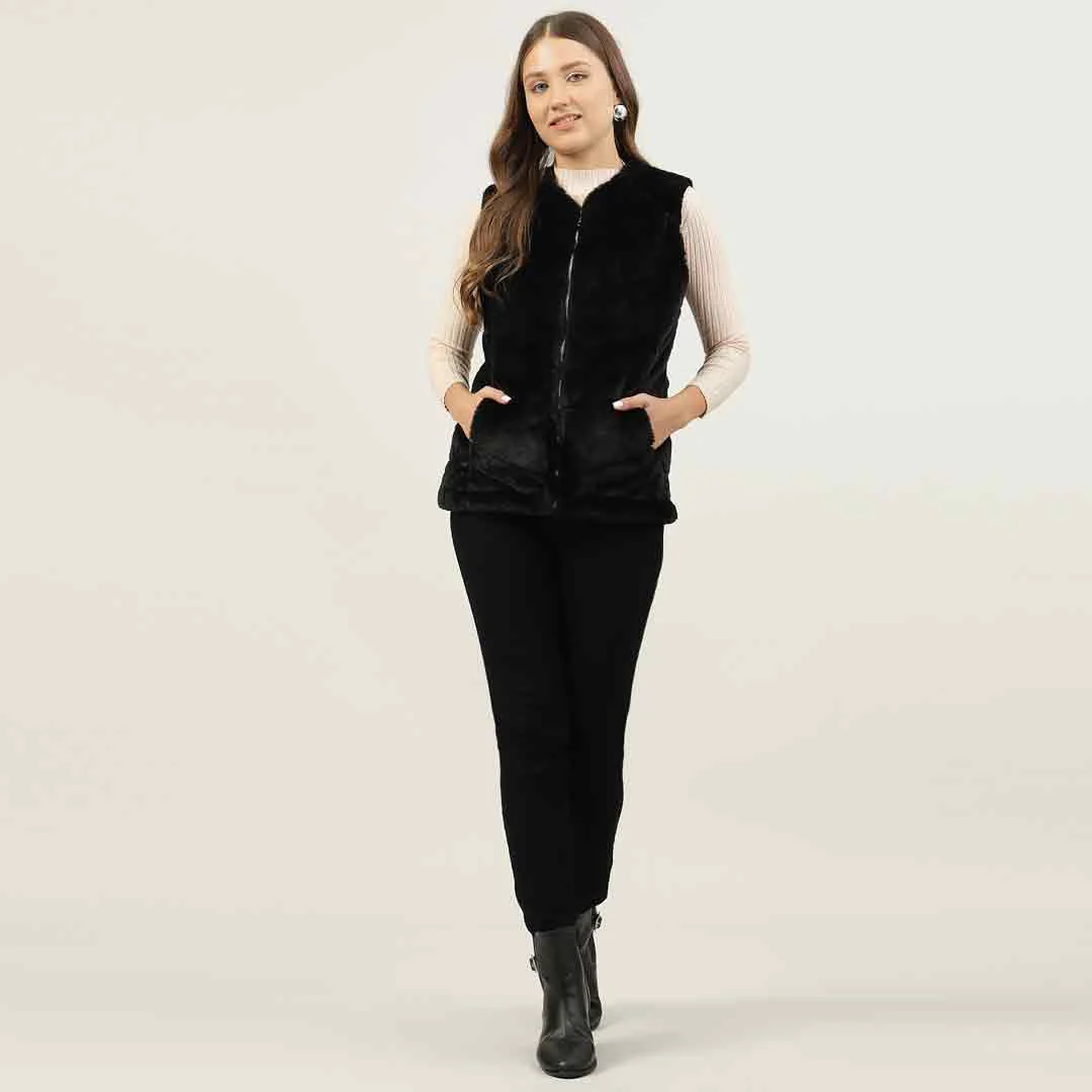 Saint Renata Black Fur Leather Women Jackets - Image 4