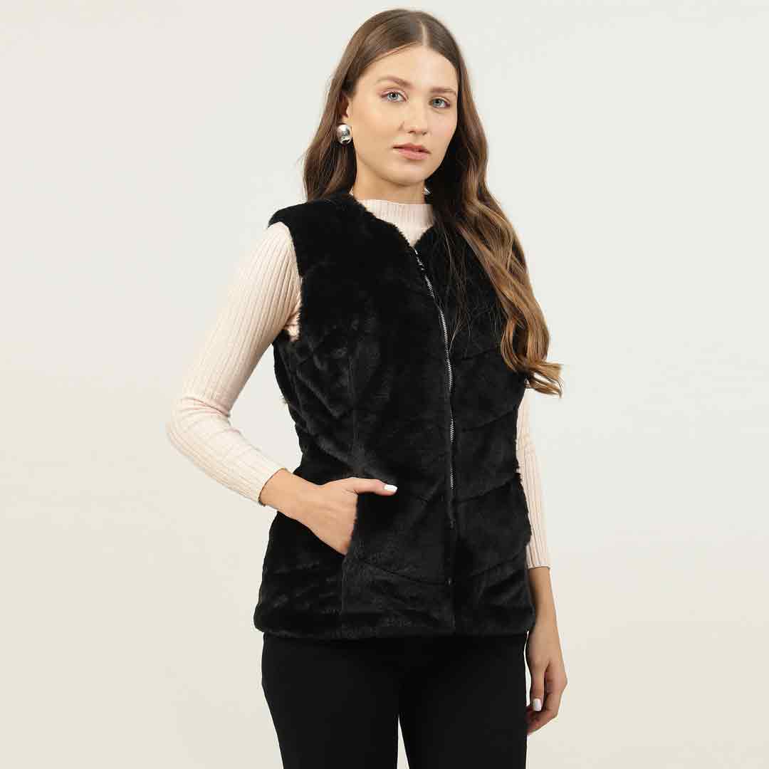 Saint Renata Black Fur Leather Women Jackets - Image 5