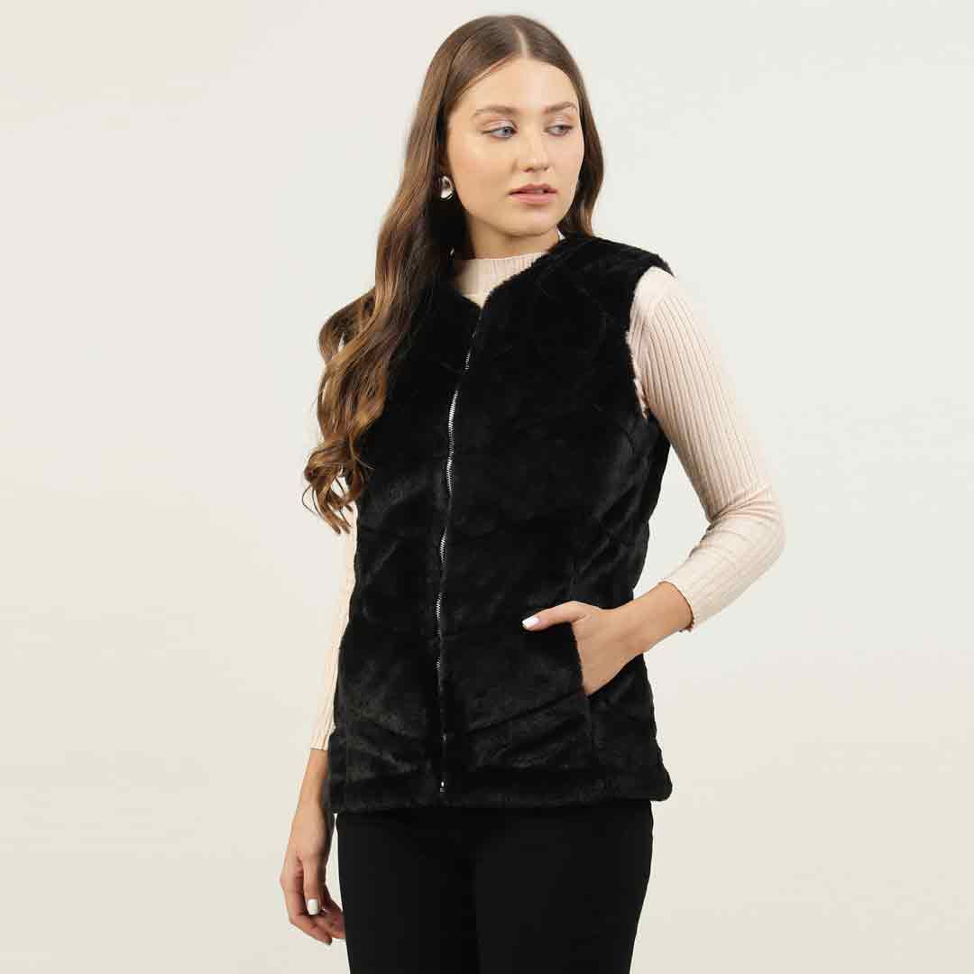 Saint Renata Black Fur Leather Women Jackets - Image 6