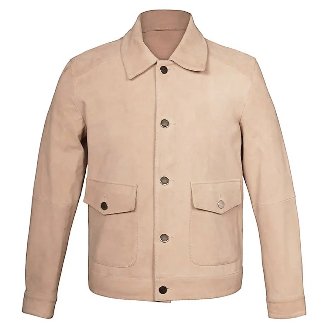 Saint Rocco Salmon Color Suede Leather Men's Jacket With Collars - Image 2
