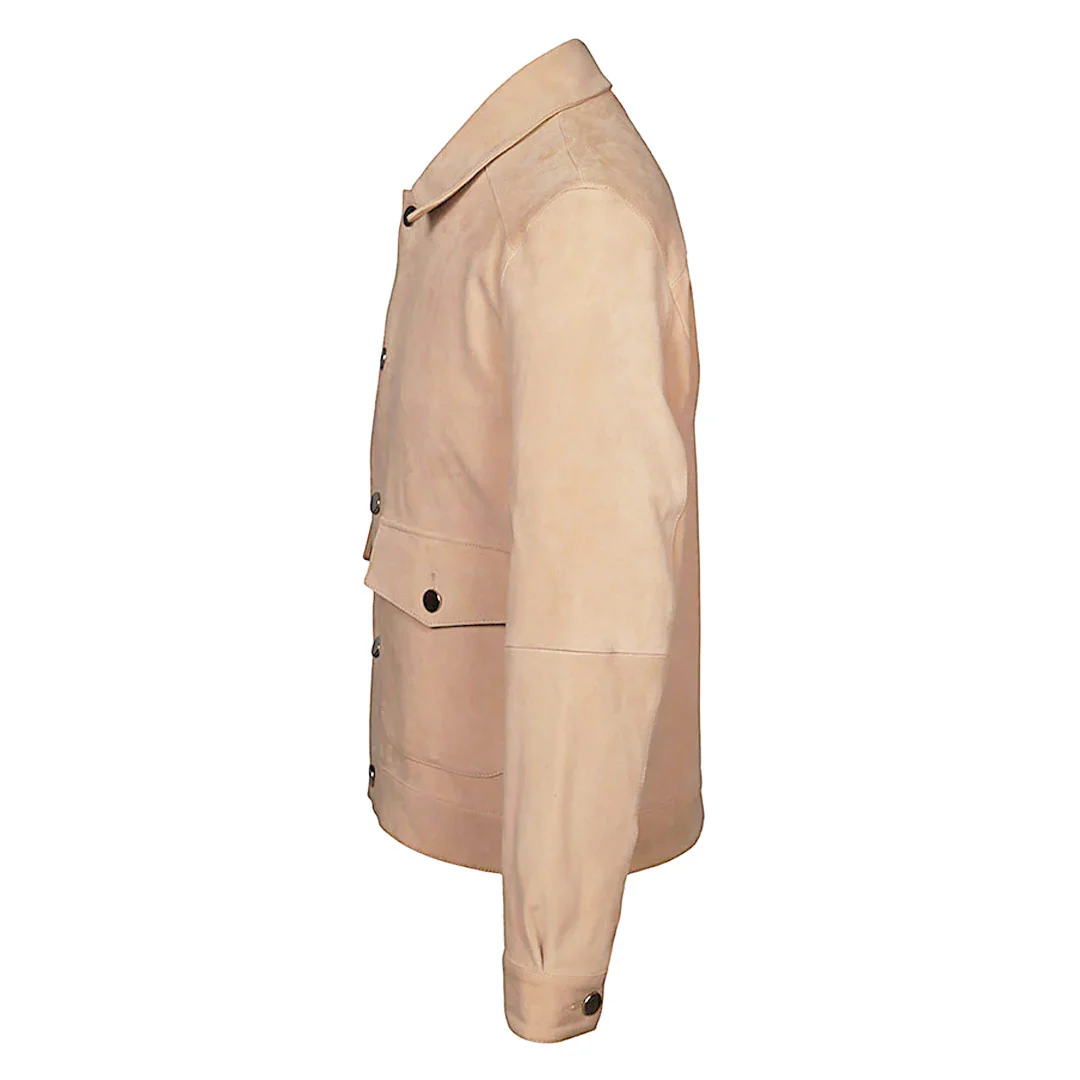 Saint Rocco Salmon Color Suede Leather Men's Jacket With Collars - Image 4