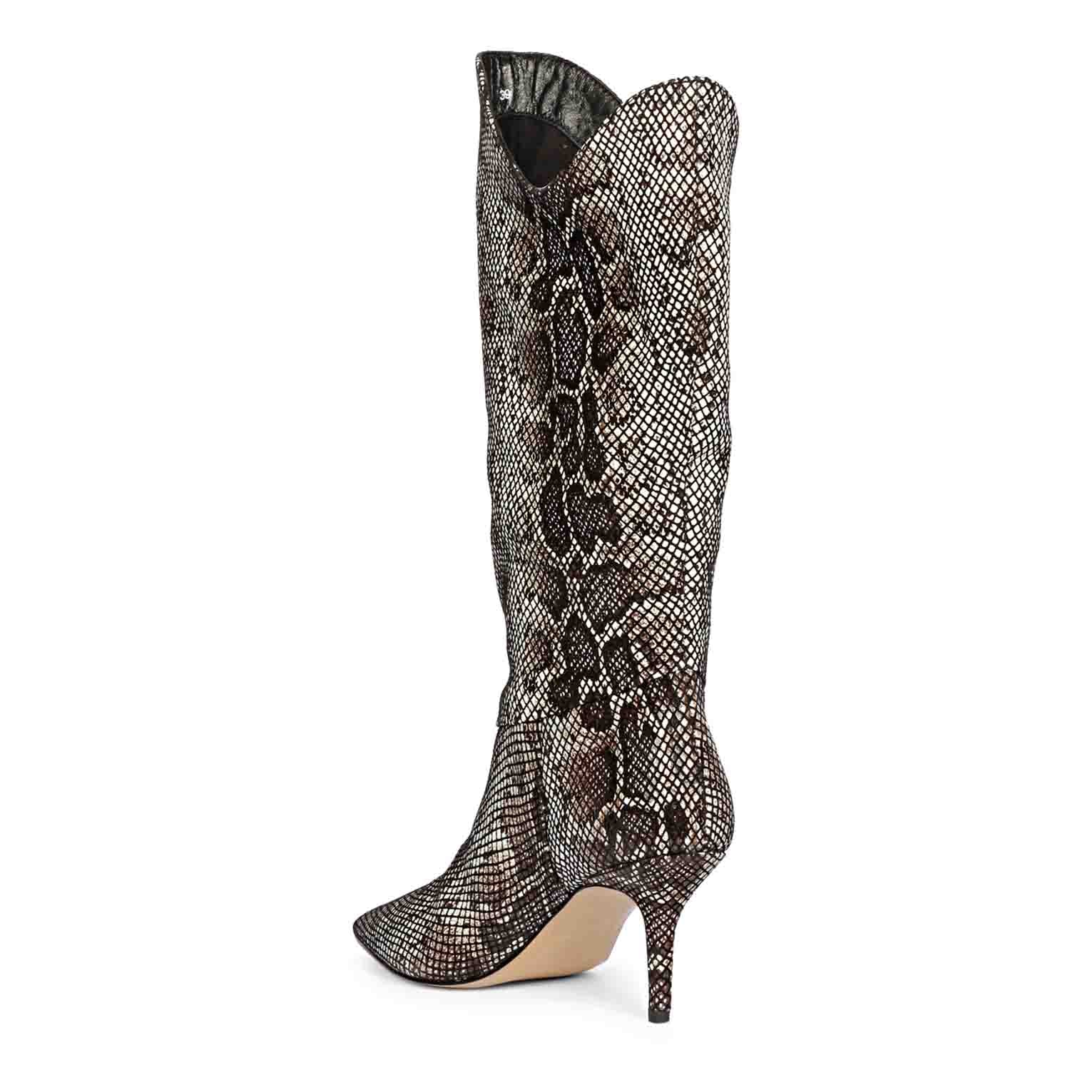 Saint Rocio Snake Print Brown Leather Calf Boots - Image 5