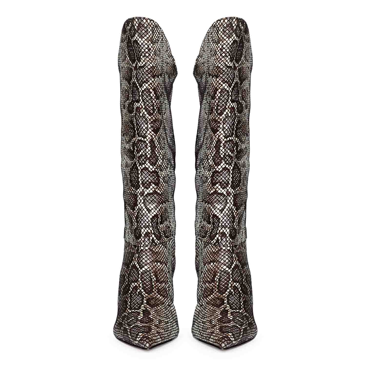 Saint Rocio Snake Print Brown Leather Calf Boots - Image 6